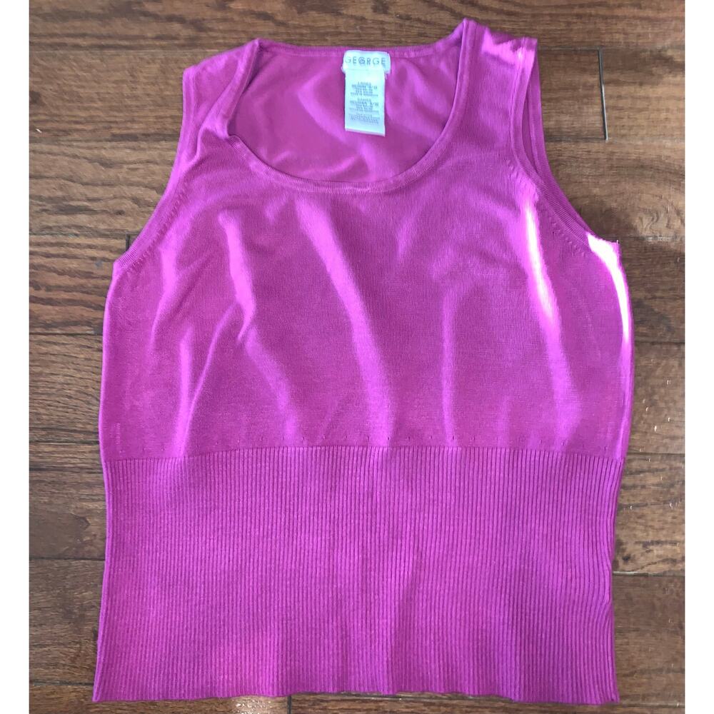 Vintage‎ Y2K George Fuchsia Rayon Blend Sleeveless Knit Tank Top Medium